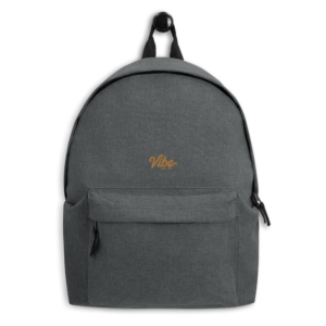 vibe-california-gold-thread-embroidered-logo-backpack-grey-marl-front
