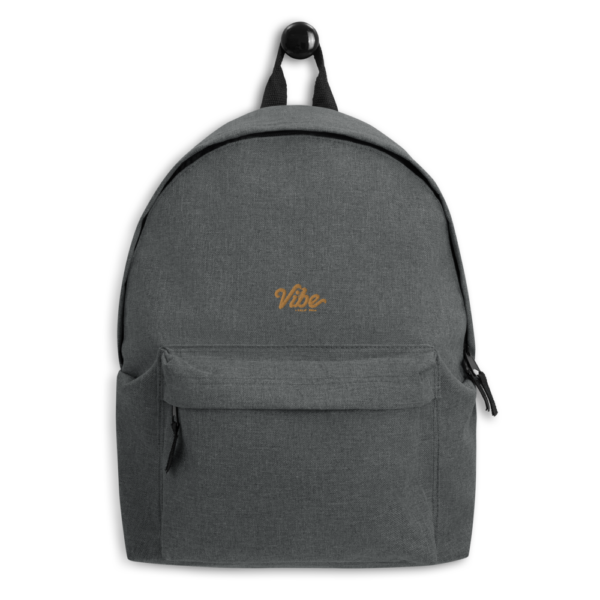 vibe-california-gold-thread-embroidered-logo-backpack-grey-marl-front